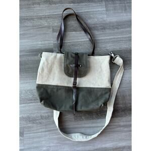 Infusion Green Canvas Leather Strap Shoulder Hobo Crossbody Bag Purse Handcraft